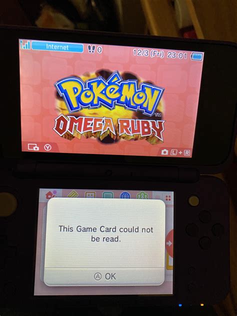 nintendo 3ds cartridge not reading.